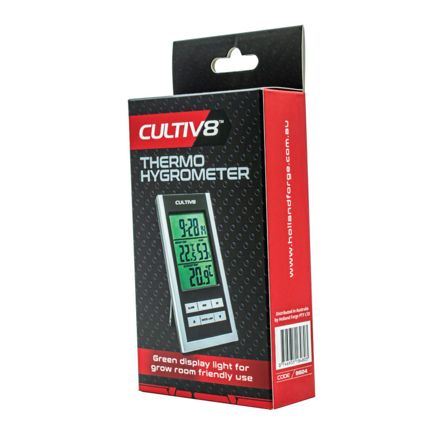 THERMOMETER / HYGROMETER + CLOCK IN / OUTDOOR (CULTIV8)