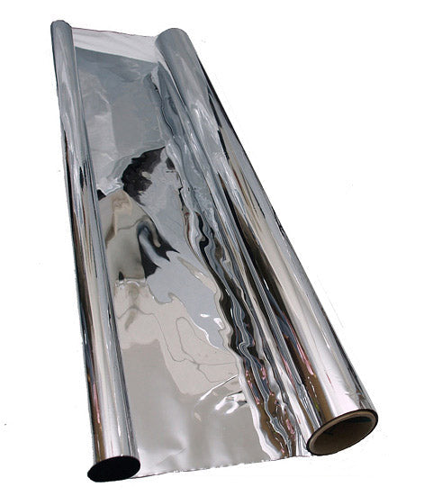 MYLAR - SILVER WITH BLACK BACKING 1.2 X 7.5 METRE ROLL