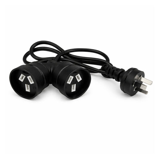 EXTENSION LEAD ONE METRE DOUBLE SOCKET END FLAT EARTH