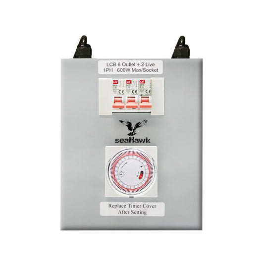 6 OUTLET + 2 LIVE LIGHT CONTROL BOARD 8000W 50 AMP + 2 X 15A LEADS