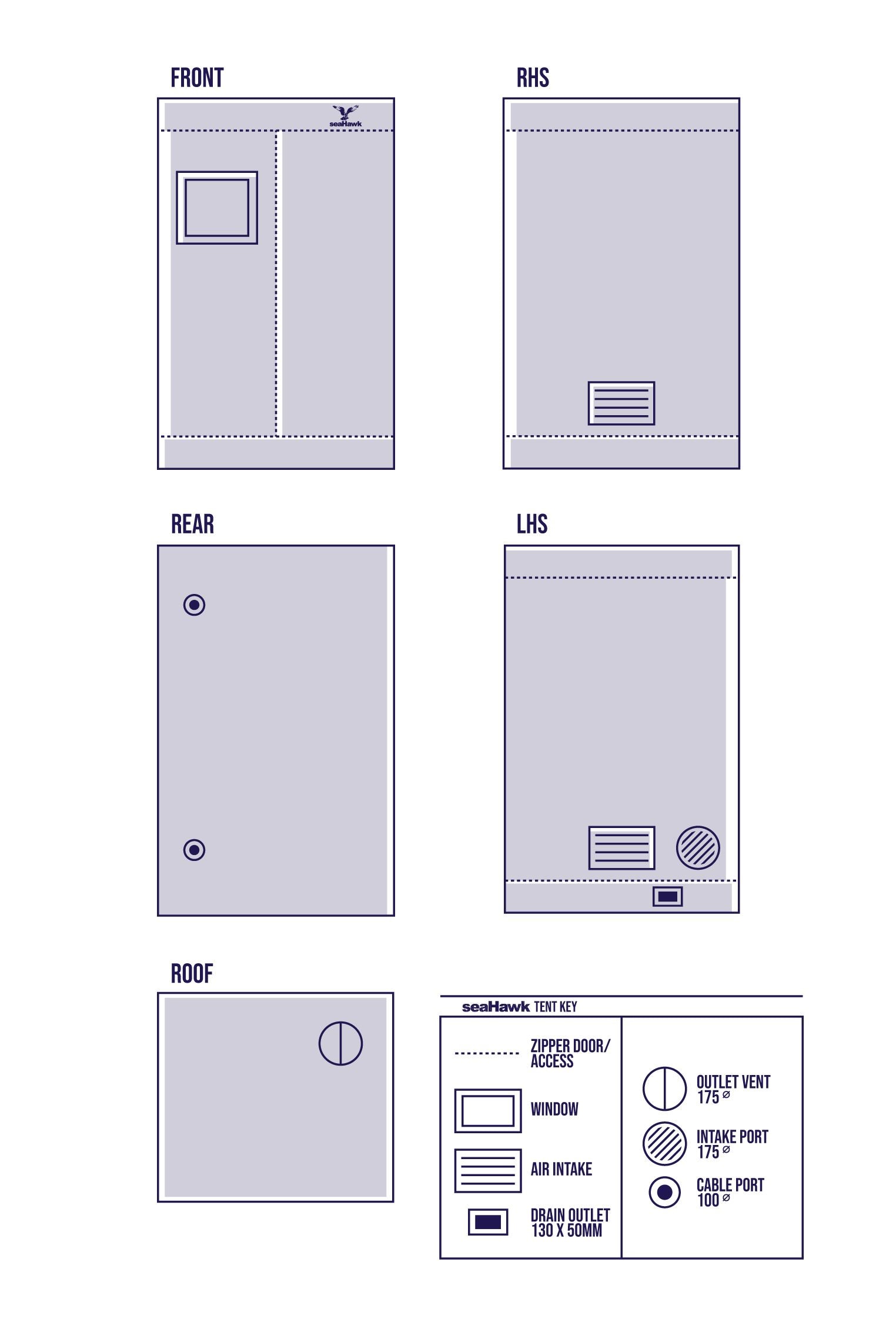 SEA-HAWK MYLAR GROW TENT 0.8 X 0.8 X 1.8M