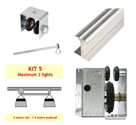 JUPITER 2 LIGHT 3 MTR RAIL FOR 2 LAMPS ON PUSH ROD - KIT- 5 (DELAY)