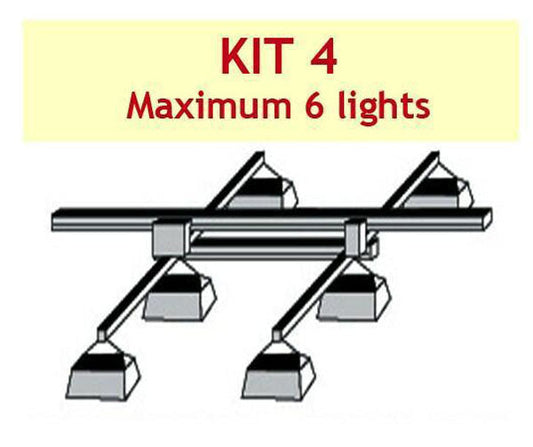 JUPITER 2 LIGHT 4 MTR RAIL 2 - 6 LAMPS 2 X BARS + P/ROD - KIT- 4 - (DELAY)
