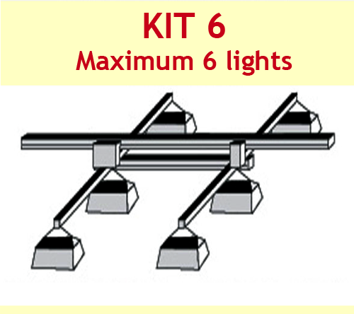 JUPITER 2 LIGHT 3 MTR RAIL 2 - 6 LAMPS 2 X BARS + P/ROD - KIT- 6 (DELAY)