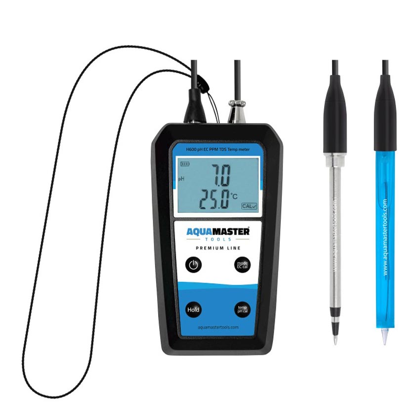 AQUAMASTER H600 PRO SUBSTRATE PH - EC - PPM - TDS - TEMP HANDHELD INC CASE